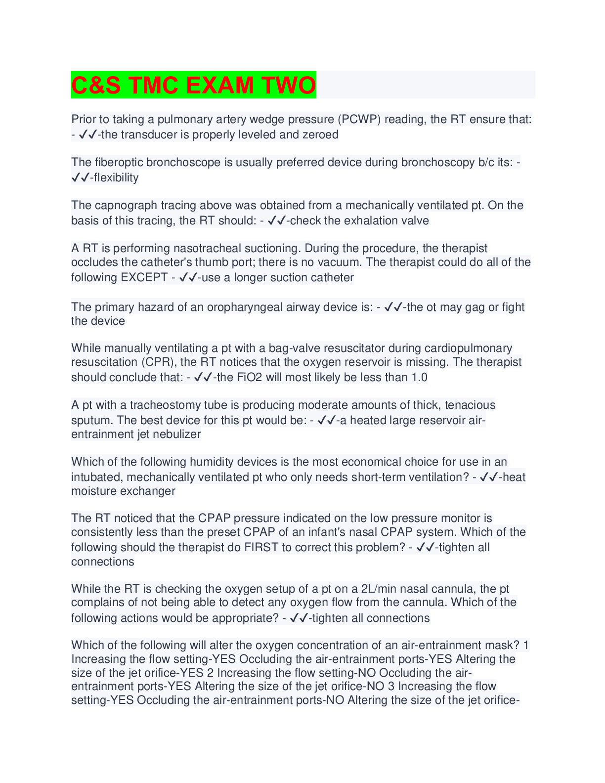 Preview image for 2022 C&S TMC EXAM TWO (with questions & 100% verified correct answers)